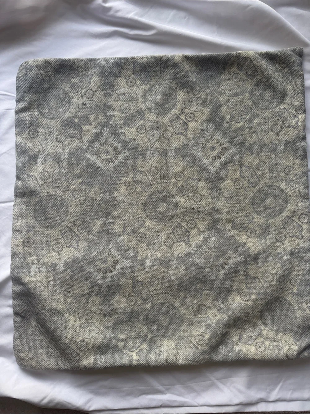 Pottery Barn Gray and Cream Medallion Accent Pillow Cover